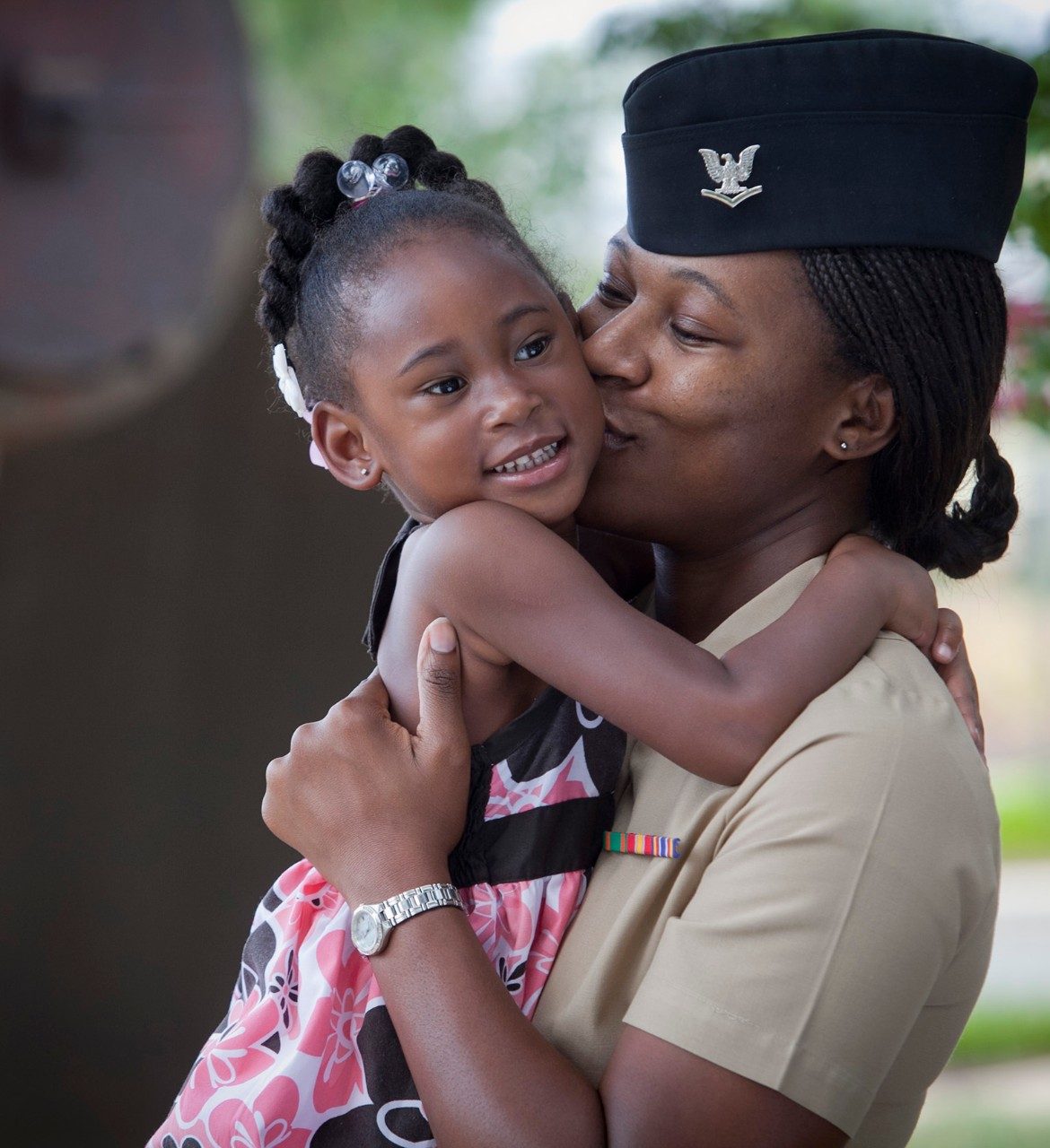 service member with daughter